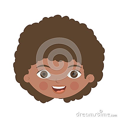 Front face brunette girl with curly hair Vector Illustration