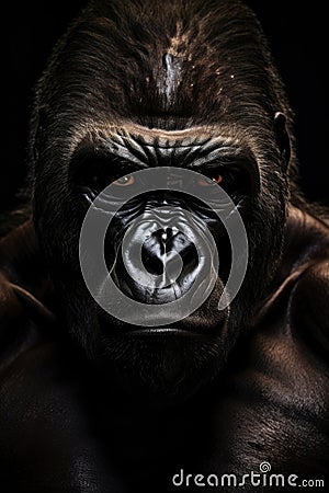 Front face dark gorilla Stock Photo