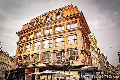 Front of Grand cafe Orient in Prague Editorial Stock Photo