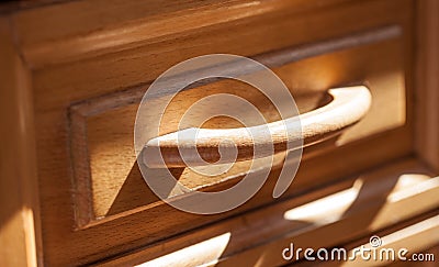 Front of handle pull-out furniture drawers Stock Photo