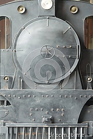 front head of old vintage black train Stock Photo