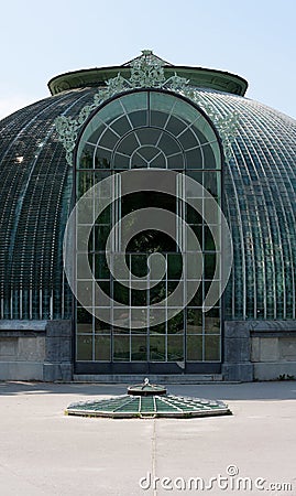 The front of a historic greenhouse in Lednice Chateau in the Czech Republic Editorial Stock Photo