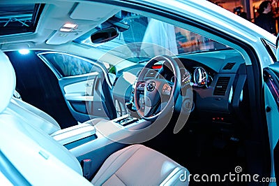 Front interior of Mazda CX-9 at its launch Editorial Stock Photo