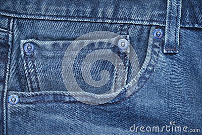 Front jeans pocket, modern jeans close-up Stock Photo