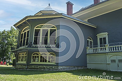 Front left view of the Manoir Papineau at the National Historic Site of Canada Stock Photo