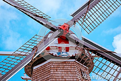 Front look at De Zwaan windmill in Holland Michigan Editorial Stock Photo