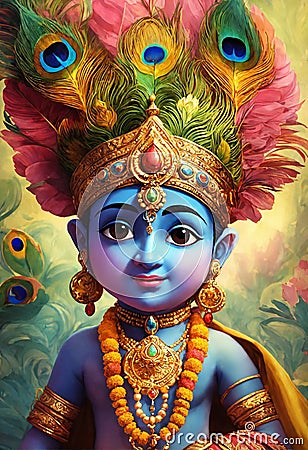 Front look of god krishna on blur background Generative AI Stock Photo