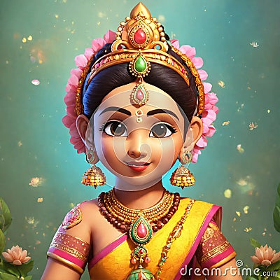 Front look of goddess lakshmi or parvati Generative AI Stock Photo