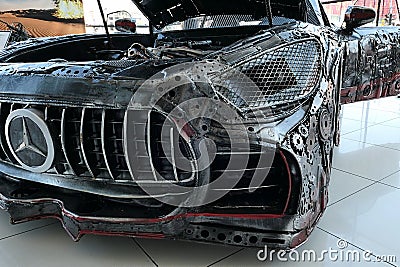 Front mask and part of chassis of replica of grand tourer car Mercedes AMG GT R Editorial Stock Photo