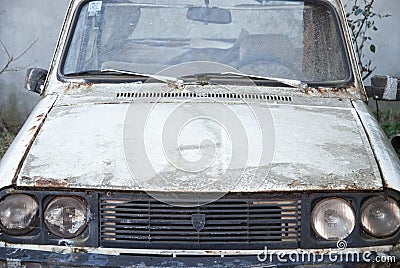 The front of an old Dacia 1300 car - tight frame Editorial Stock Photo