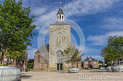 Front of the Pancratius basilica on the market square of Tubbergen Editorial Stock Photo