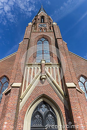 Front of the Pancratius church in Vasse Stock Photo