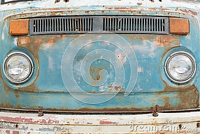 Front panel of old rusty car Stock Photo