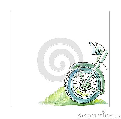 Front part of a retro motorcycle on a white background to de Stock Photo