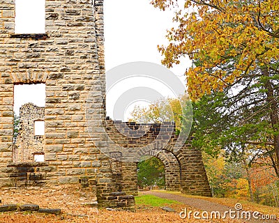 Arched passage of the rear portico of the HaHa Tonka Castle Stock Photo