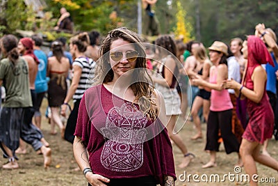 Pregnant woman festival goer portrait Stock Photo