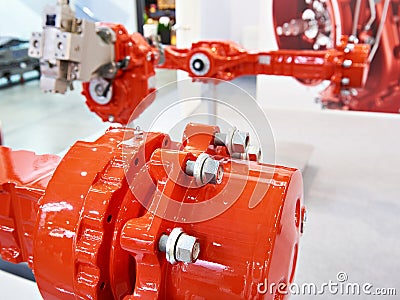 Front and rear axles for backhoe loaders Stock Photo