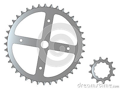 Front And Rear Isolated Bicycle Cogs Vector Illustration