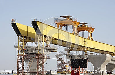 Front and rear pylon of a giant Launching Girder Stock Photo