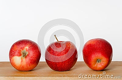 Front, rear and side look of tree apples Stock Photo