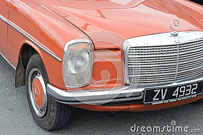 Front Right Side of a Red Classic Mercedes W115 Editorial Stock Photo