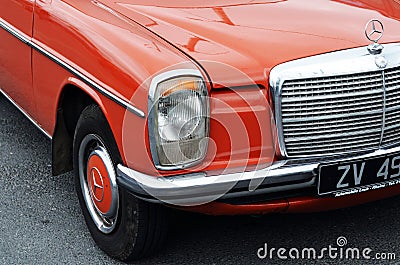 Front Right Side of a Red Classic Mercedes W115 Editorial Stock Photo