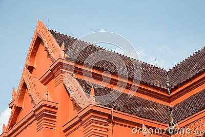 Front roof facade Thai art Stock Photo