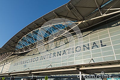 Front of San Francisco Airport departure terminal, California Editorial Stock Photo