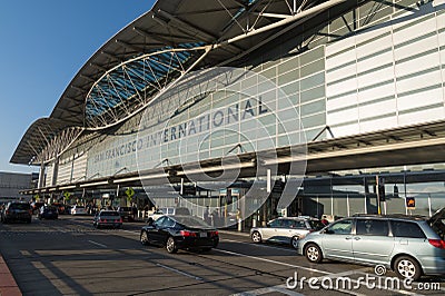 Front of San Francisco International Airport departure terminal, California Editorial Stock Photo