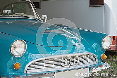 Front section of a blue DKW from 1960 Editorial Stock Photo