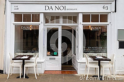 CHESTER, UK - 26TH JUNE 2019: Authentic Italian restaurant Da Noi in the middle of the famous roman city of Chester Editorial Stock Photo