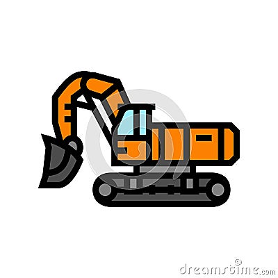 front shovel construction vehicle color icon vector illustration Cartoon Illustration