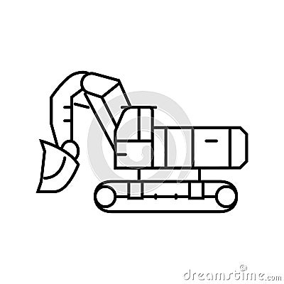 front shovel construction vehicle line icon vector illustration Vector Illustration