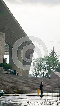 Front side of the Mexican National Auditorium under a cloudy sky Editorial Stock Photo