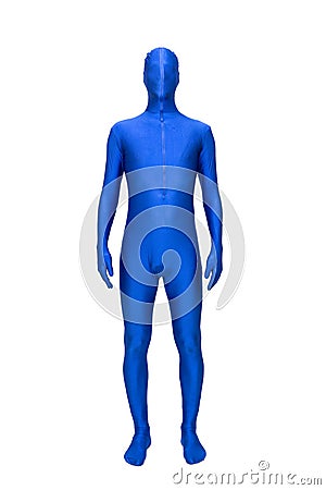 Mysterious blue man in blue suit Stock Photo