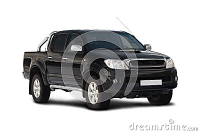 Front-side view of pick-up truck Stock Photo