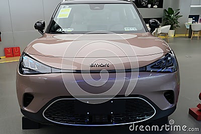 front of Smart electric car in store Editorial Stock Photo