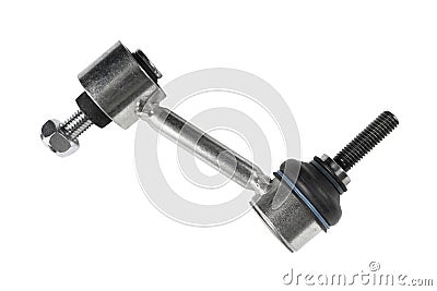 Front stabilizer isolated on white background. New car spare parts. Stabilizer link isolated. Rod connecting stabilizer link. New Stock Photo