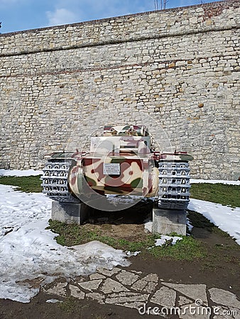 Front of tank historic museum belgrade fortress castle watch museum historically museum park snow winter serbia say gras Editorial Stock Photo