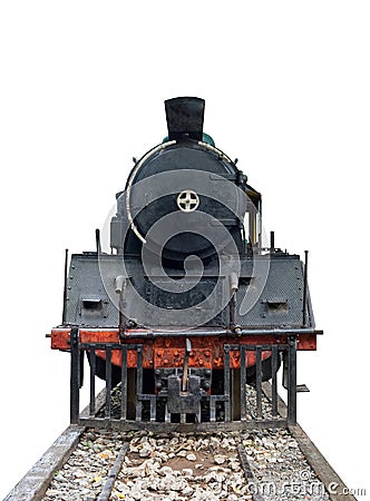 Front train locomotive steam vintage Stock Photo