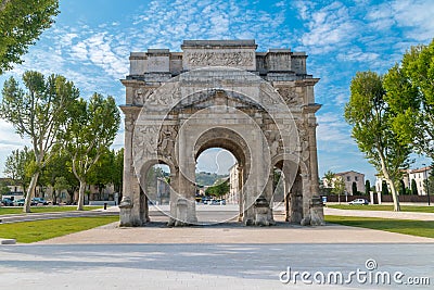 Front of Triumphal Arch of Orange Stock Photo