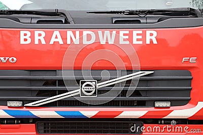 Front of truck of fire brigade in the hague Editorial Stock Photo