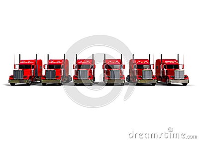 Front view of an american trucks fleet Stock Photo