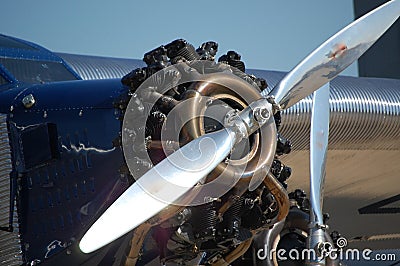 Front view of antique Ford Trimotor Stock Photo