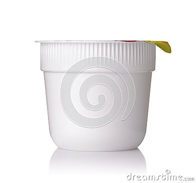 Front view of blank closed plastic disposable noodle bowl Stock Photo