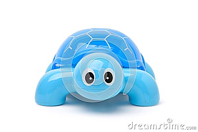 Front view of Blue plastic turtle toy Stock Photo