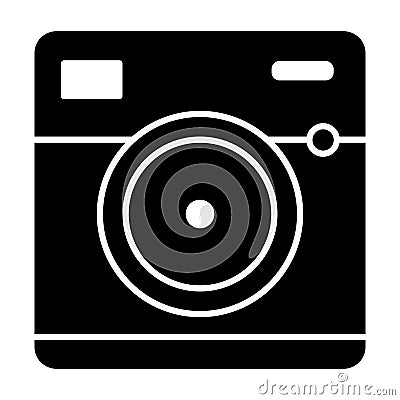 Front view of camera solid icon. Photo camera vector illustration isolated on white. Video camera glyph style design Vector Illustration