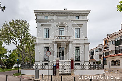 Front view of Casa Sommer, the Municipal Historical Archive, and the Municipal Bookshop of Cascais. Editorial Stock Photo