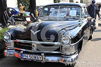 Front view Chrysler parked at Retro and Electro Parade Ploiesti Editorial Stock Photo
