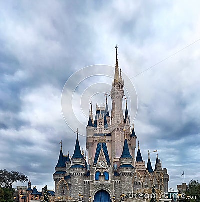 Front view of Cinderella Castle at Walt Disney World Editorial Stock Photo